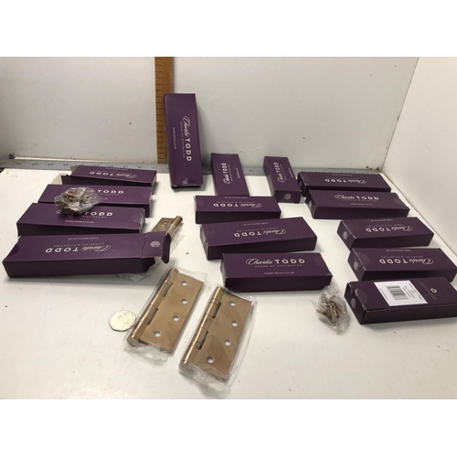 47 - x14 sets of Charles Todd brass hinges