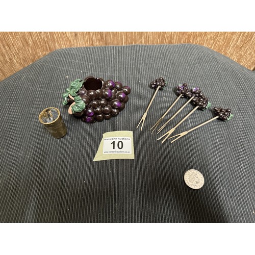 10 - Black Berry Cocktail picks set