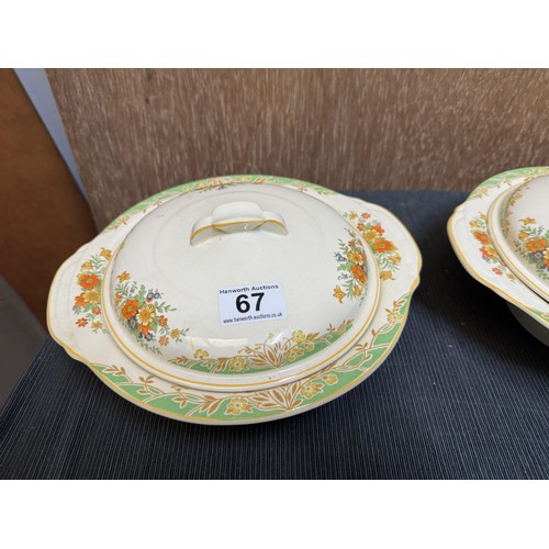 67 - Pair of Woods Ivoryware Serving Dishes with lids