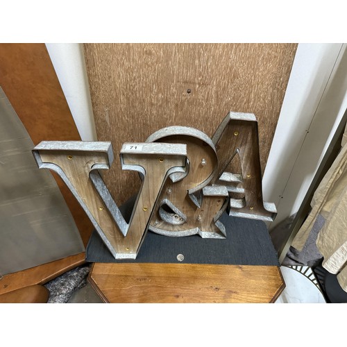 71 - Battery Powered Letter Lights 'V&A', not tested, AF