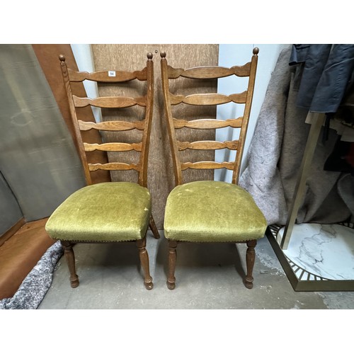 94 - Pair of Ladder-back Dining Chairs, Af (some wear)
H: 44.5