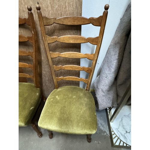 94 - Pair of Ladder-back Dining Chairs, Af (some wear)
H: 44.5