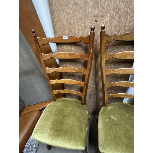 94 - Pair of Ladder-back Dining Chairs, Af (some wear)
H: 44.5