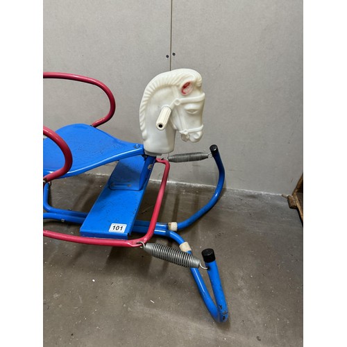 101 - Vintage Metal Sprung Rocking Horse