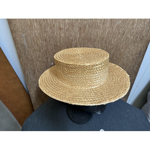 103 - Battersby London Straw Boater hat, 6 3/4