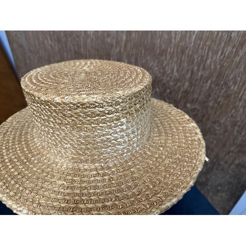 103 - Battersby London Straw Boater hat, 6 3/4