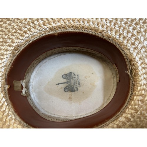 103 - Battersby London Straw Boater hat, 6 3/4