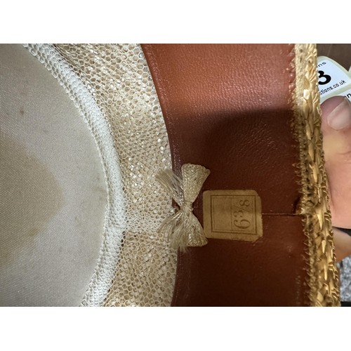 103 - Battersby London Straw Boater hat, 6 3/4