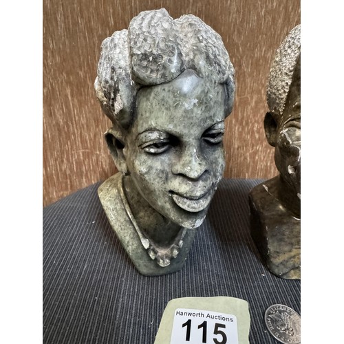 115 - Pair of Stone Heads, AF (small scratches)