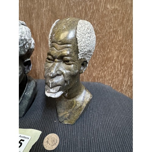 115 - Pair of Stone Heads, AF (small scratches)