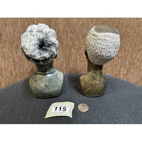 115 - Pair of Stone Heads, AF (small scratches)