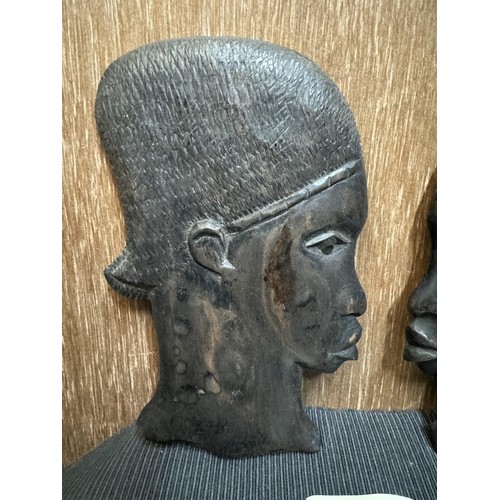 116 - Vintage Pair of Wooden Head Wall Hangings