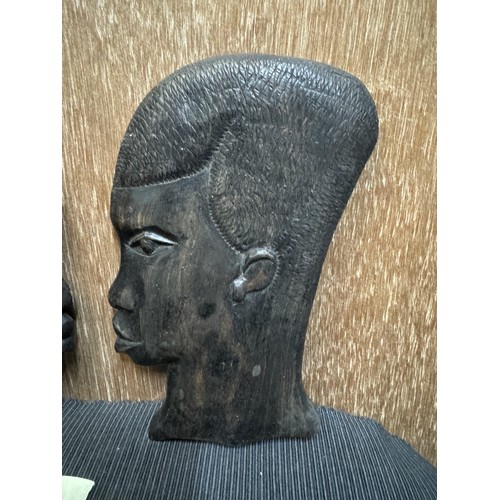 116 - Vintage Pair of Wooden Head Wall Hangings