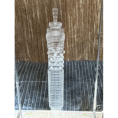 141 - 3D Laser BT Tower Glass Paperweight