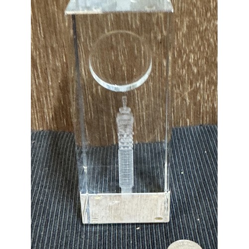 141 - 3D Laser BT Tower Glass Paperweight