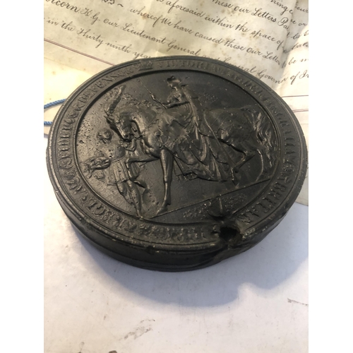 119 - Large wax seal & paper work