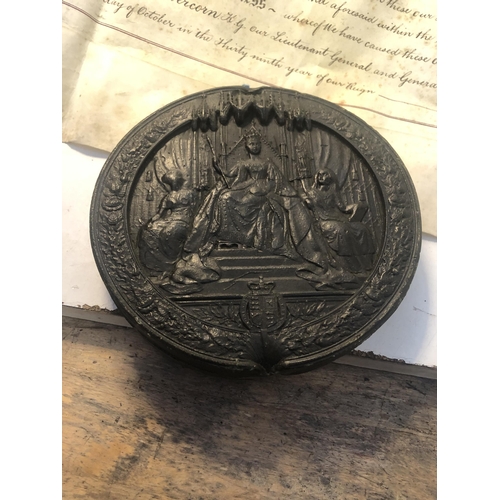 119 - Large wax seal & paper work