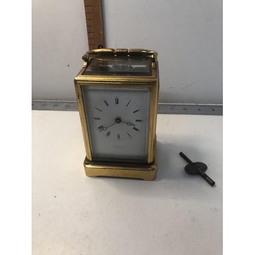 45 - Hamilton & Co  carriage clock with key
WORKING ORDER