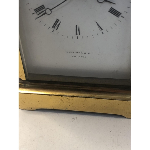 45 - Hamilton & Co  carriage clock with key
WORKING ORDER