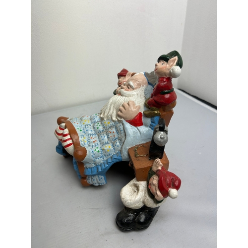 185 - Ceramic Sleeping Santa Claus Figure