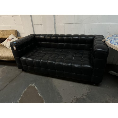 35 - Black Leather Sofa (AF)