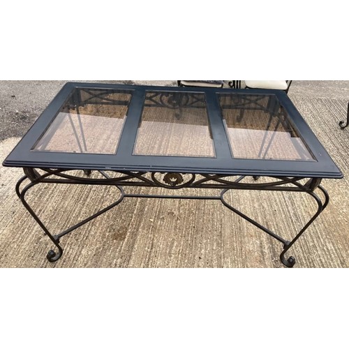 205 - Metal Dining Table with Glass inlays