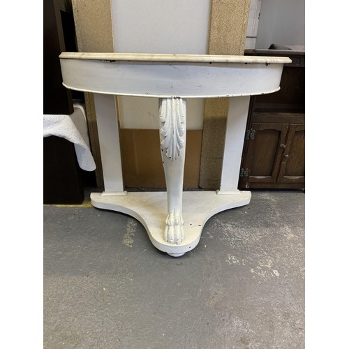 259 - Half Moon Console Table, Marble Top