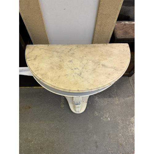 259 - Half Moon Console Table, Marble Top