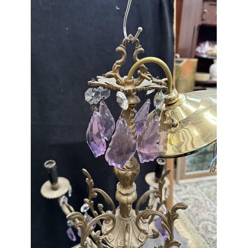 296 - 6 Arm Chandelier, AF, some glass drops missing