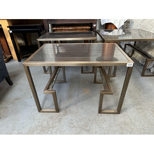 250 - 3 x Side tables, glass top with metal frame