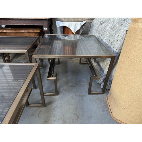 250 - 3 x Side tables, glass top with metal frame