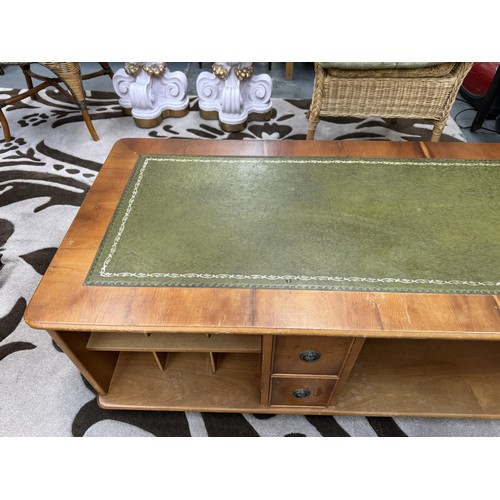 350 - Vintage TV stand with leather inlay