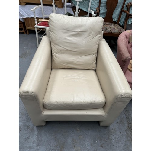 628 - Cream Leather Armchair