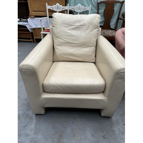 628 - Cream Leather Armchair