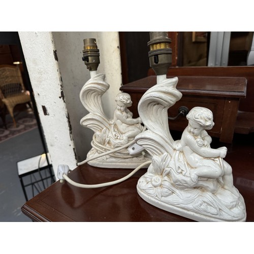 667 - Pair of Cherub Lamps