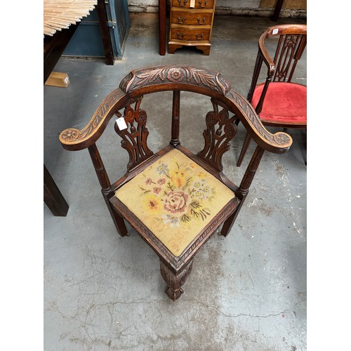 42 - Antique Wooden Frame Corner Chair