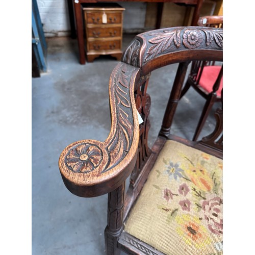 42 - Antique Wooden Frame Corner Chair