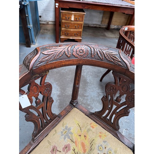 42 - Antique Wooden Frame Corner Chair