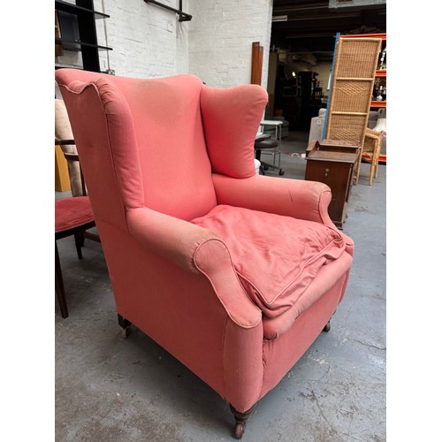 43 - Wingback Armchair, AF, ready for re-covering