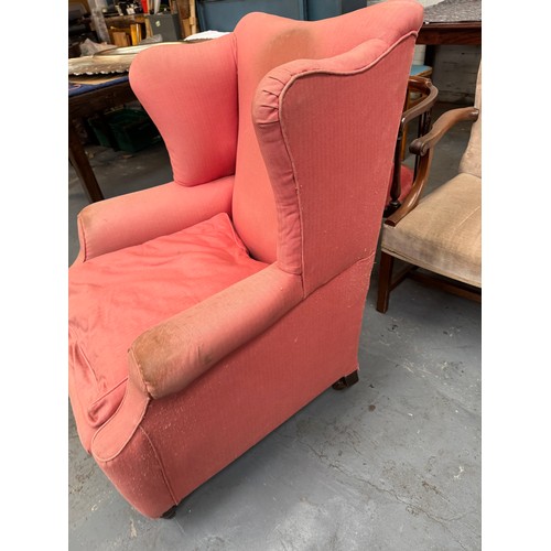 43 - Wingback Armchair, AF, ready for re-covering