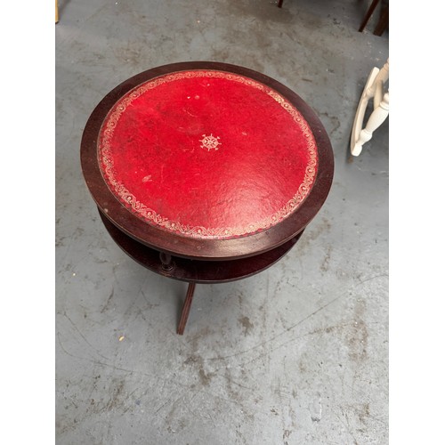 90 - Vintage Side table with leather inlay