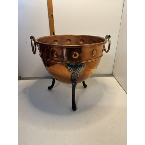 1 - 19th century copper coal bucket on metal legs