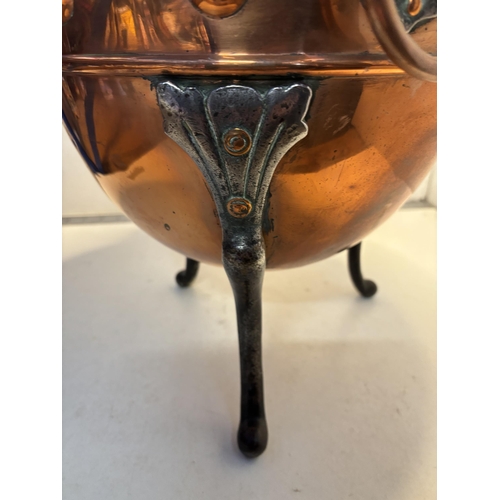 1 - 19th century copper coal bucket on metal legs