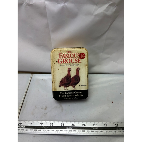 157 - 2 Famous Grouse Miniatures in dirty tin