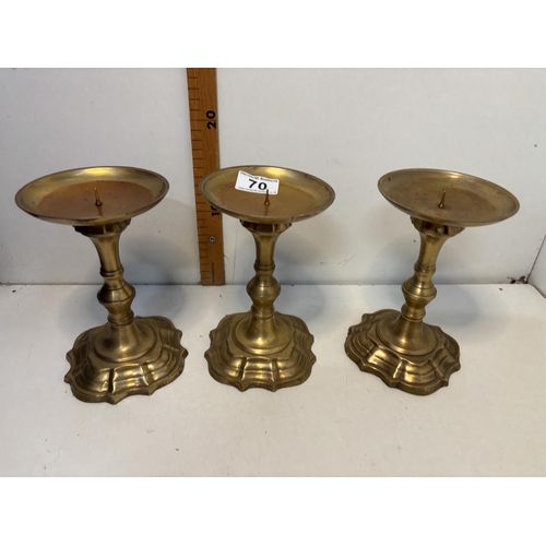 79 - X3 Vintage brass Past Times candle sticks