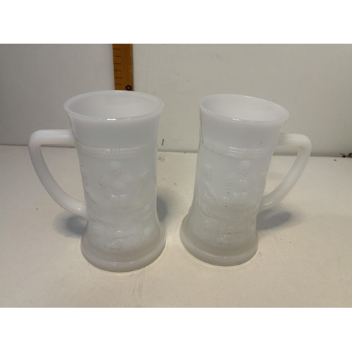 90 - X2 white glass tankards