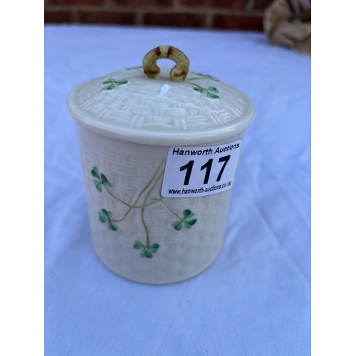 117 - Belleek jar
PLEASE NOTE NOT POSTABLE