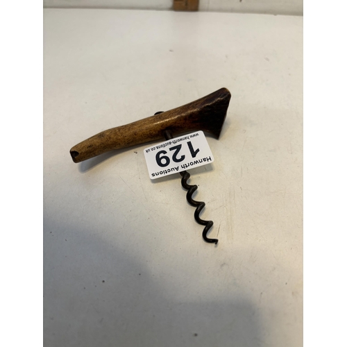 129 - Vintage horn/bone corkscrew