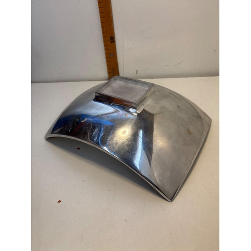 54 - Square enameled dish with yellow and purple design, metal base.