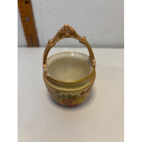 102 - Royal Worcester porcelain basket with floral design, dated 1880. Features a blush ivory finish with ... 
